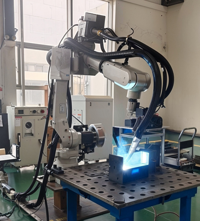 Laser robotic arm used in DELTA CAINA's advanced manufacturing process, ensuring precision and efficiency in furniture hardware production.